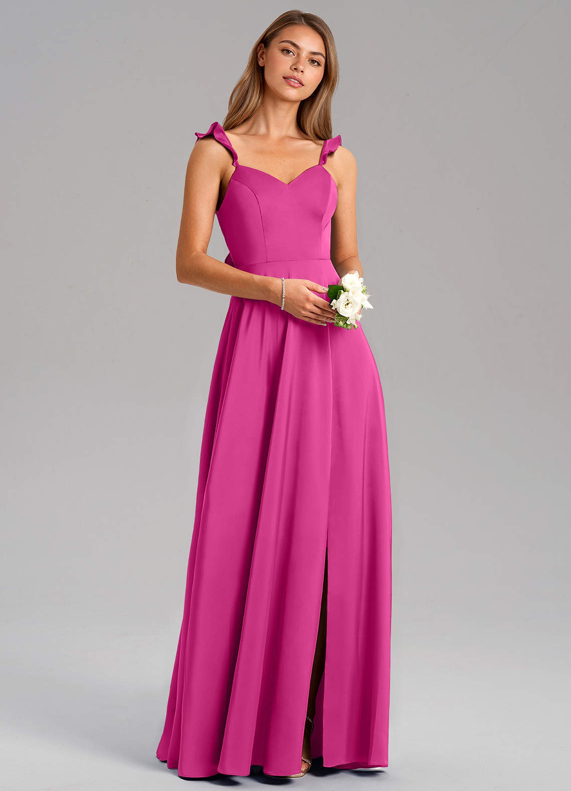 Everett A-Line V-Neck Chiffon Bridesmaid Dress in Fuchsia