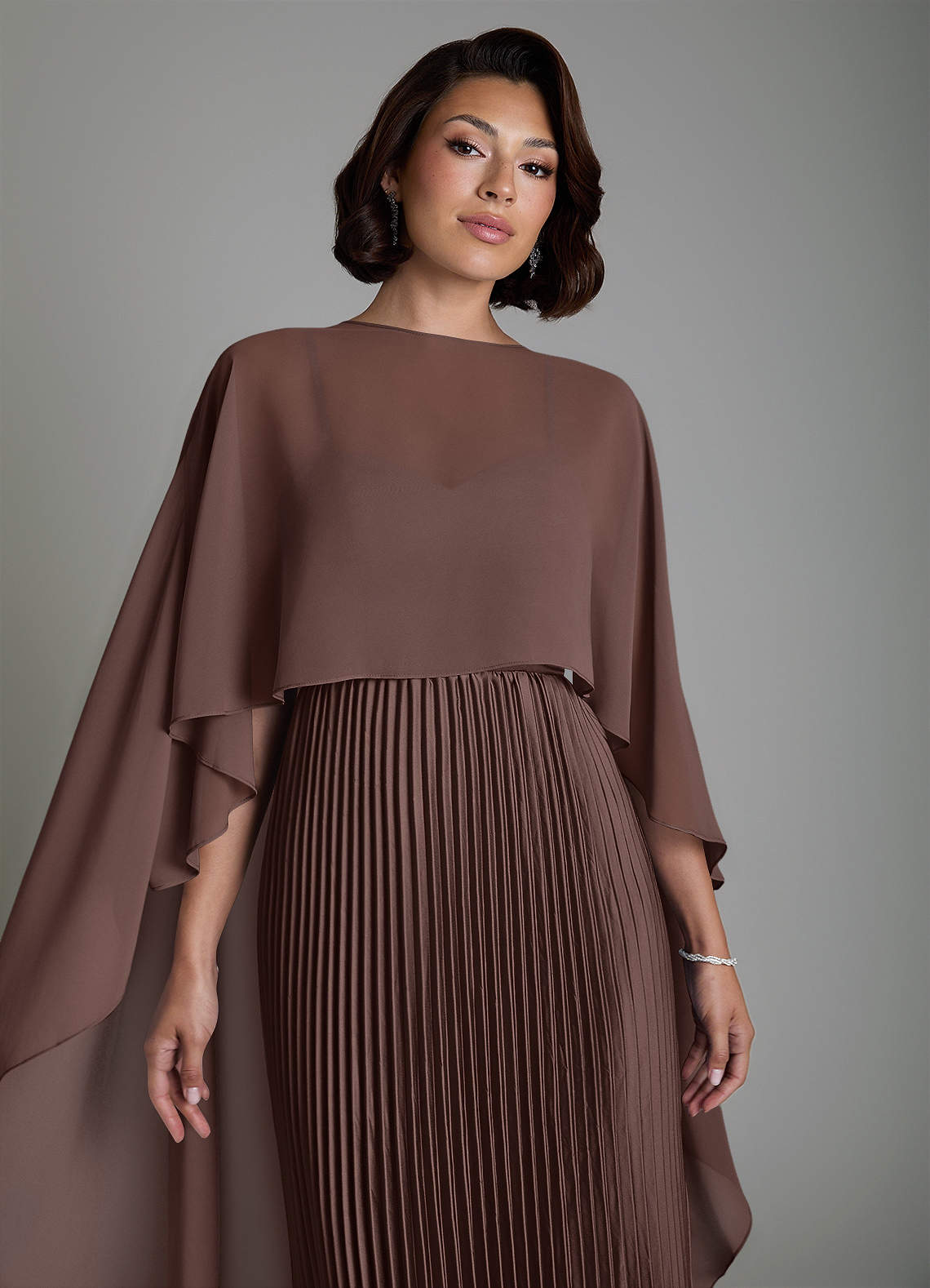 Micah A-Line Sweetheart Stretch Satin and Chiffon Bridesmaid Dress in Ganache