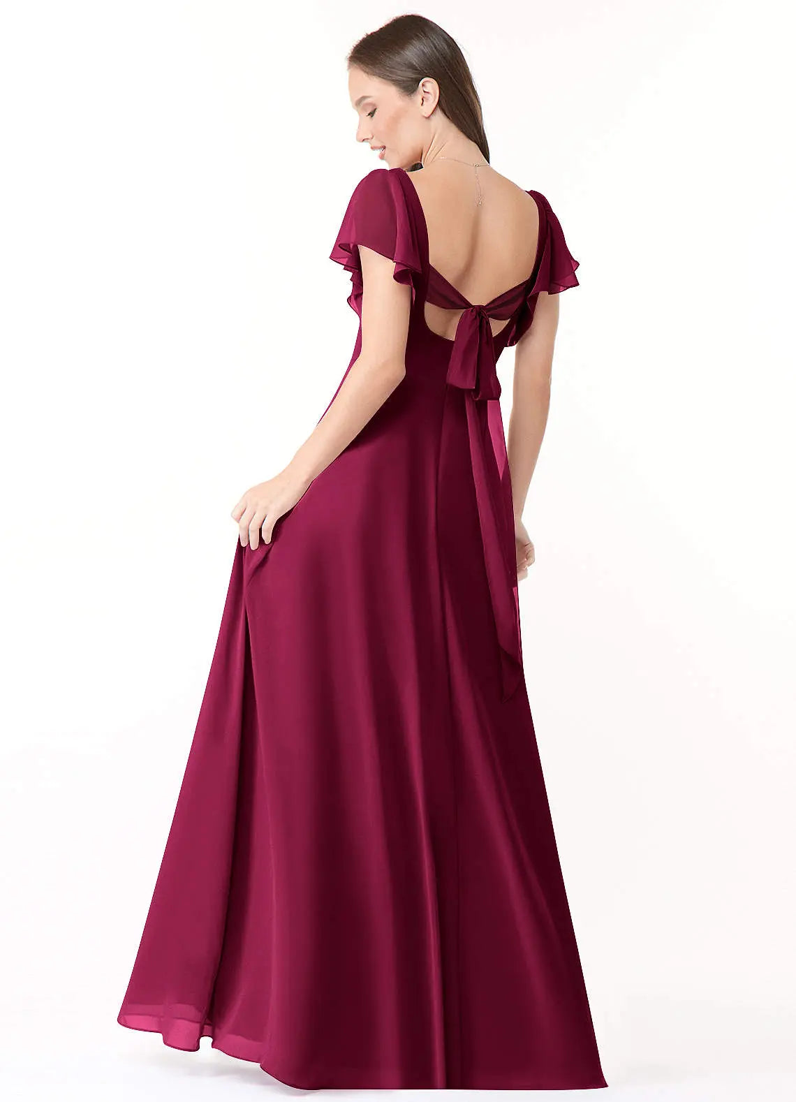 Syenna A-Line V-Neck Chiffon Bridesmaid Dress in Burgundy