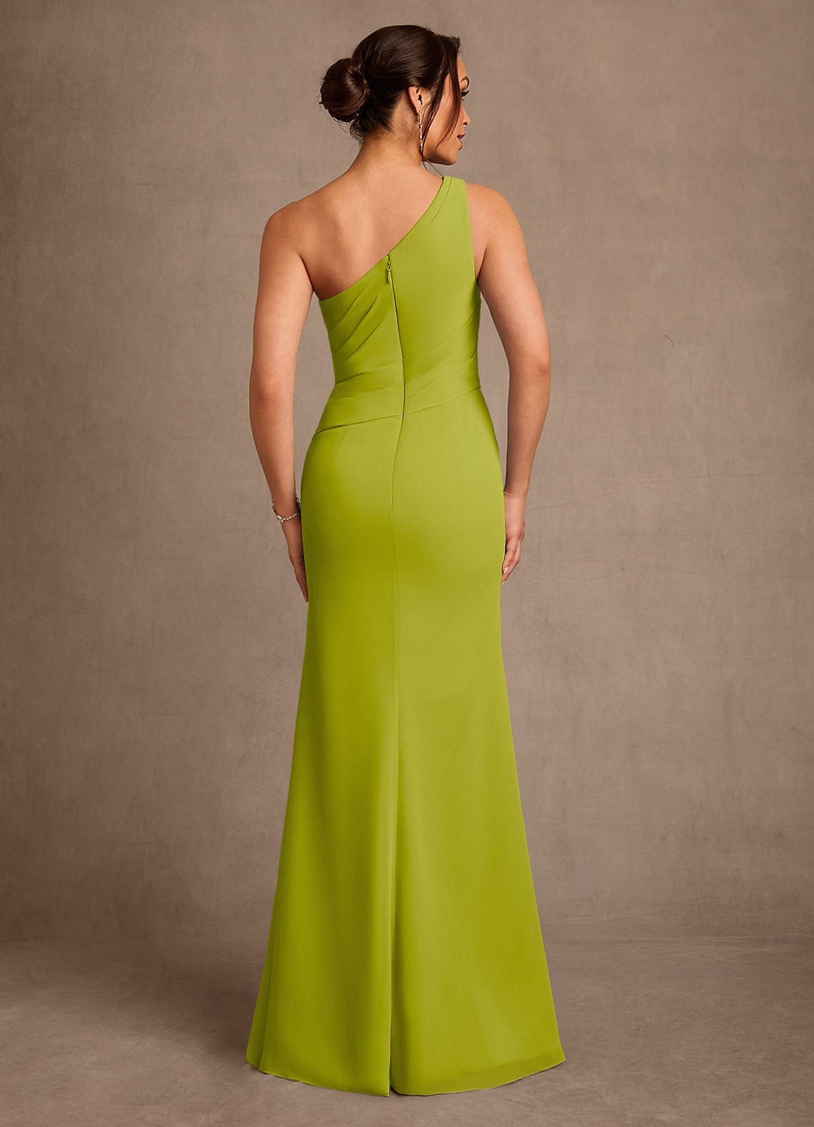 Floy Sheath One-Shoulder Chiffon Mother of the Bride Dress in Lemongrass