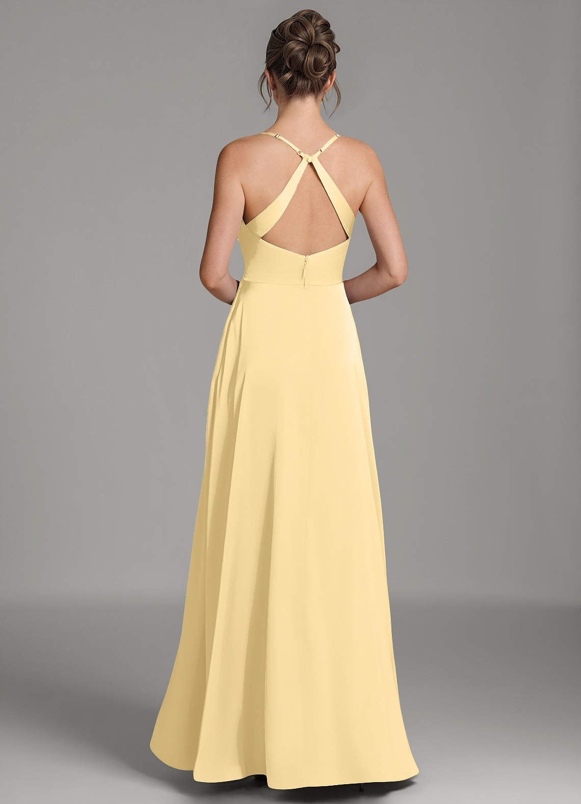 Frankie A-Line Scoop-Neck Stretch Satin Bridesmaid Dress in Butter