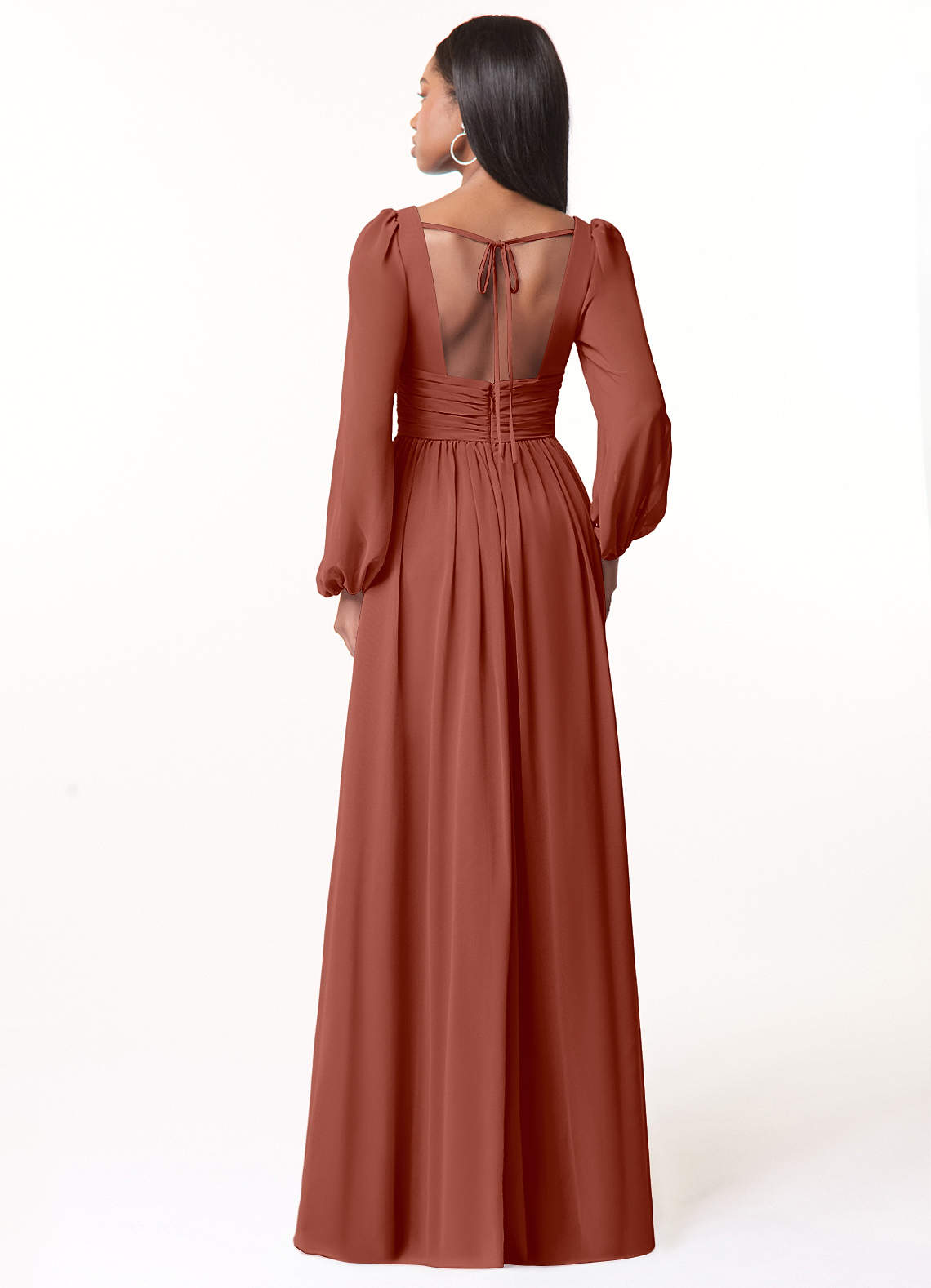 Norah A-Line V-Neck Chiffon Bridesmaid Dress in Auburn