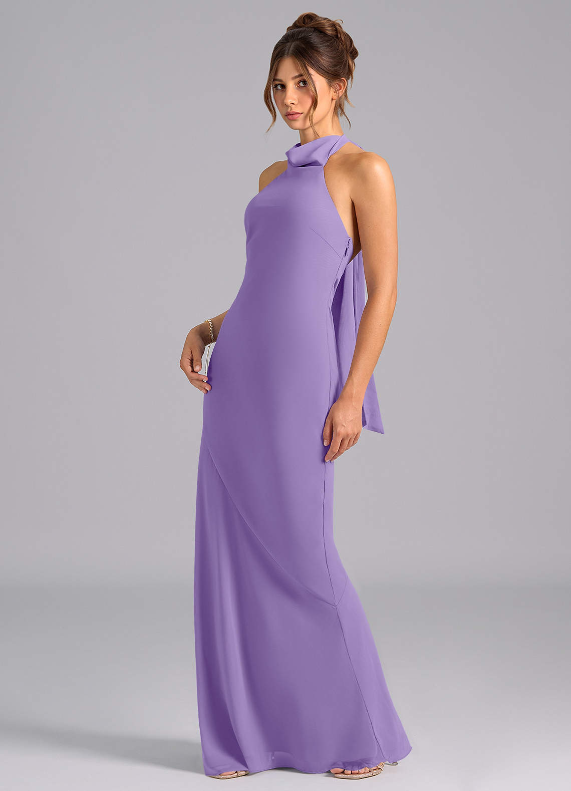 Velli Mermaid Halter Chiffon Bridesmaid Dress in Tahiti