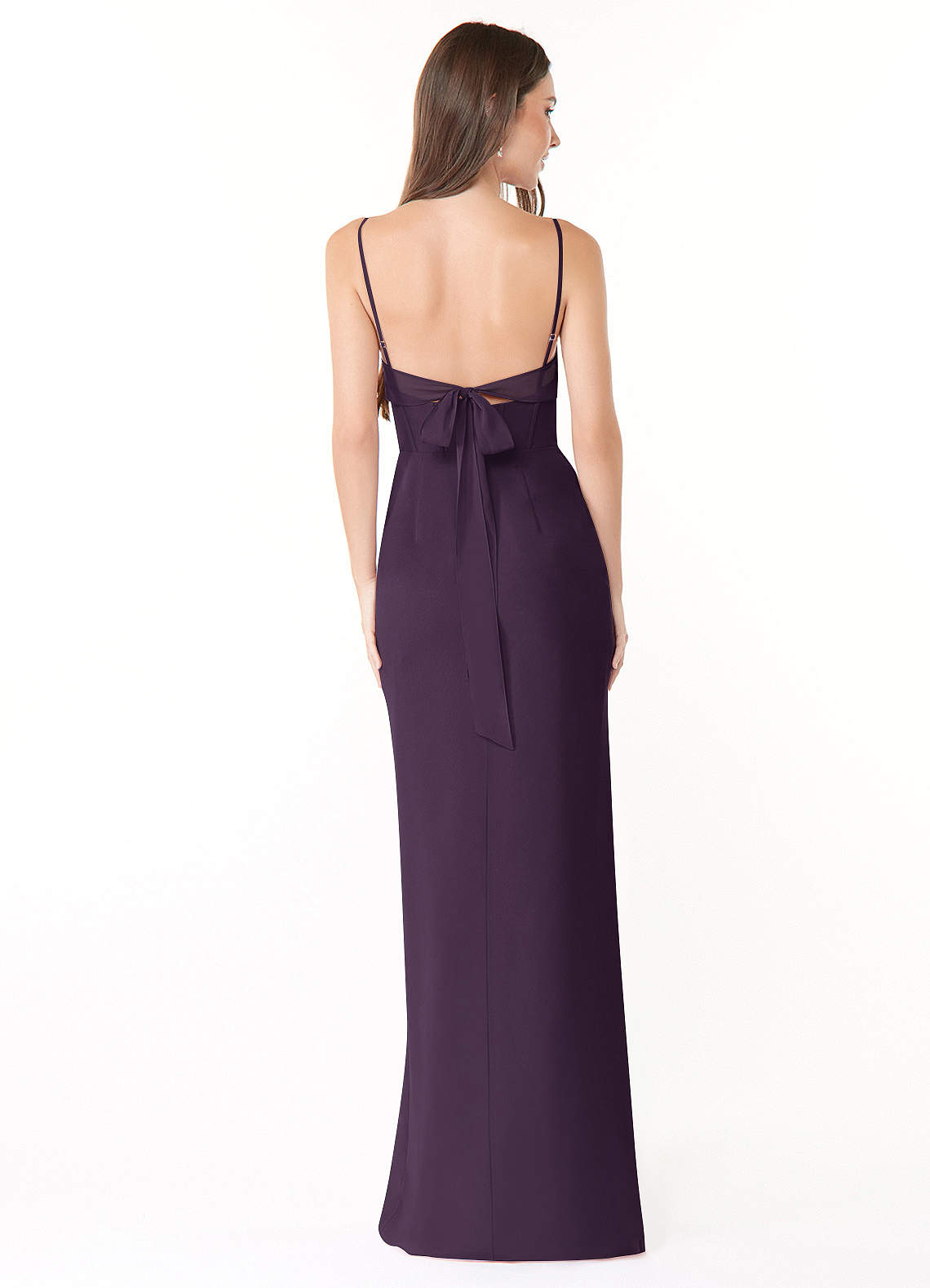 Mai Sheath Cowl-Neck Chiffon Bridesmaid Dress in Plum