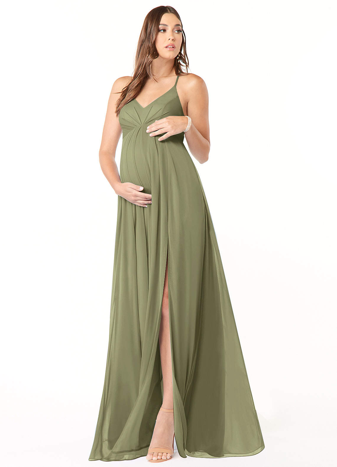 Annabelle A-Line V-Neck Mesh Bridesmaid Dress in Pistachio