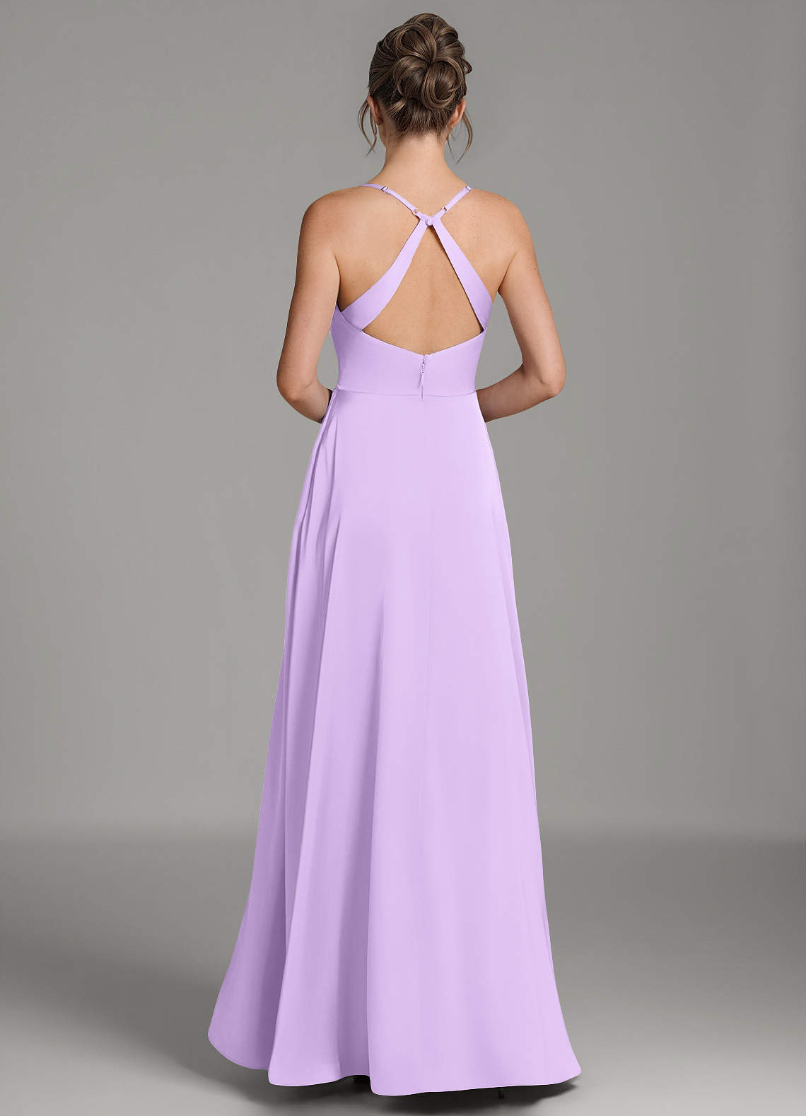Frankie A-Line Scoop-Neck Stretch Satin Bridesmaid Dress in Lilac