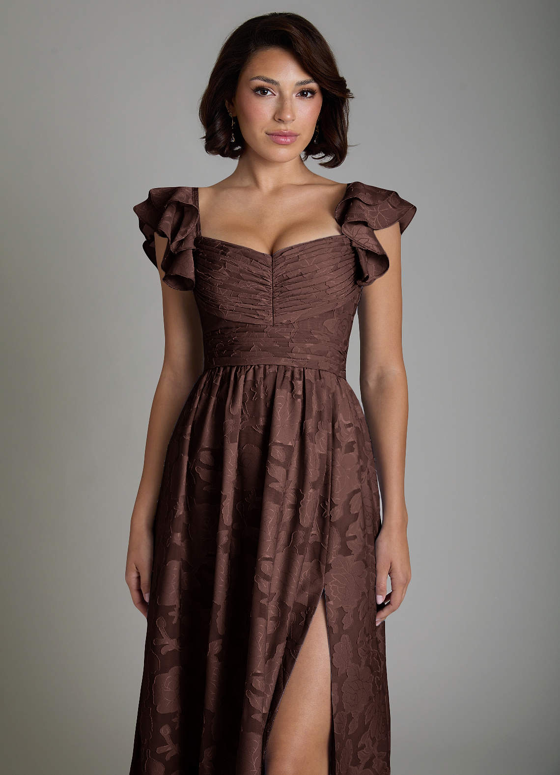 Anaya A-Line V-Neck Floral Burnout Bridesmaid Dress in Ganache