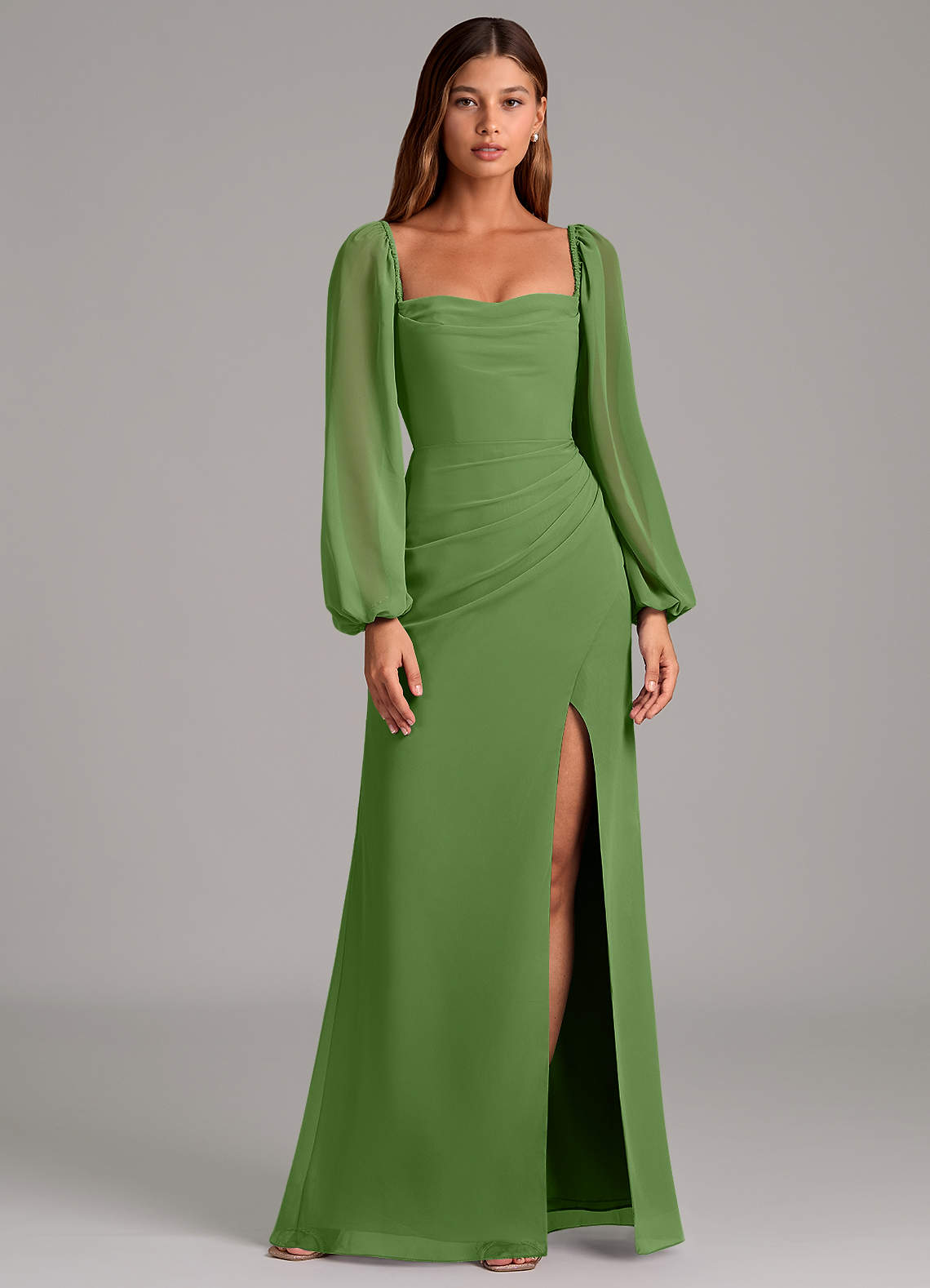 Brixley Mermaid Sweetheart Chiffon Bridesmaid Dress in Basil