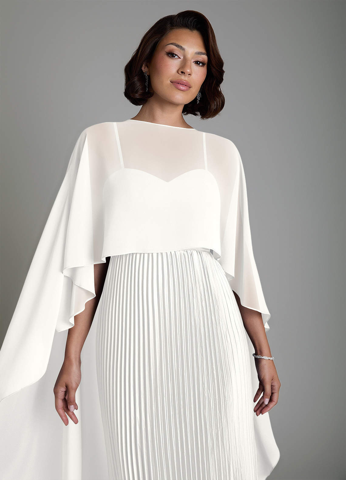 Micah A-Line Sweetheart Stretch Satin and Chiffon Bridesmaid Dress in white