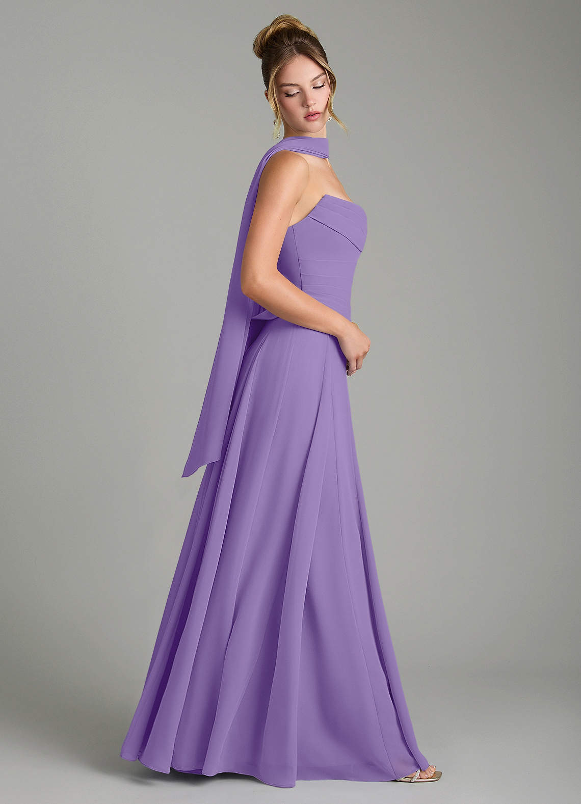 Gabriela A-Line Cowl-Neck Chiffon Bridesmaid Dress in Tahiti