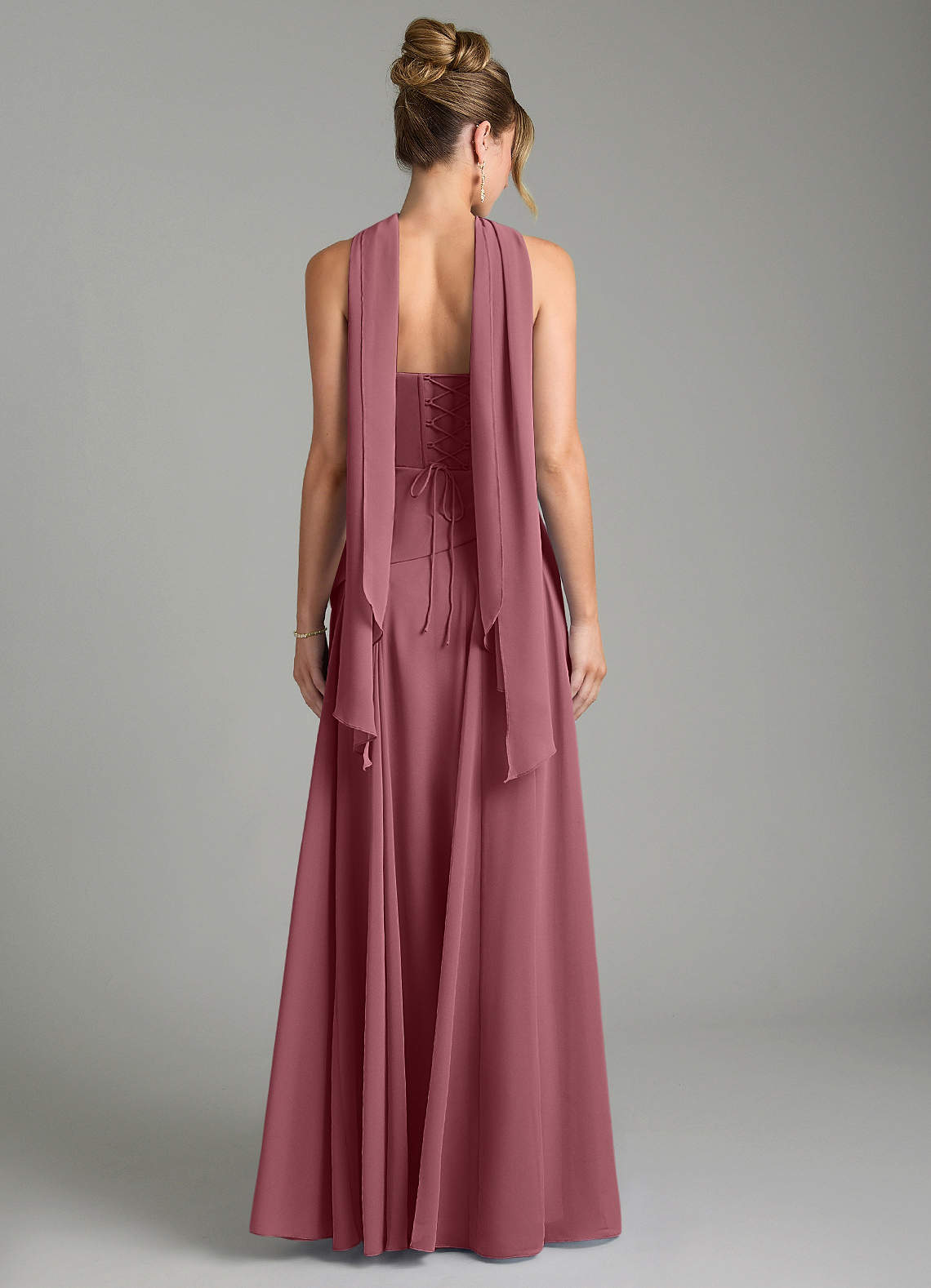 Gabriela A-Line Cowl-Neck Chiffon Bridesmaid Dress in Desert Rose
