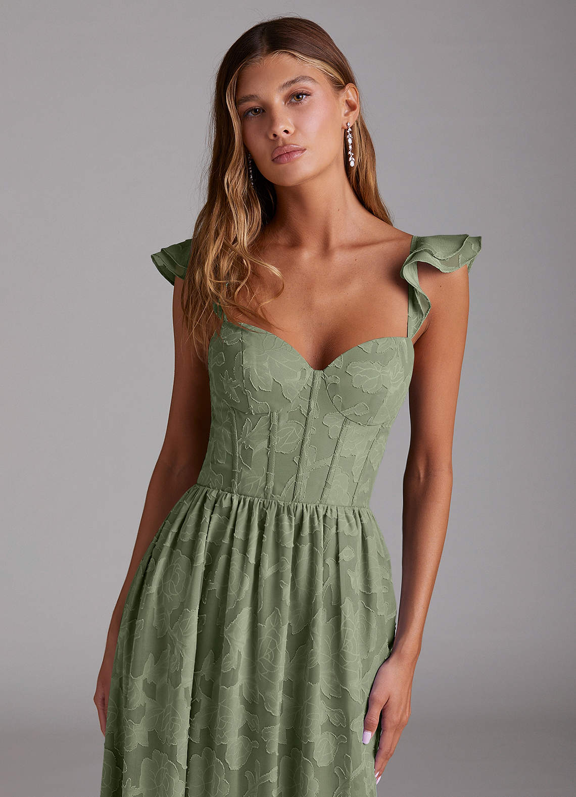 Denisse A-Line Sweetheart Floral Burnout Bridesmaid Dress in Pistachio