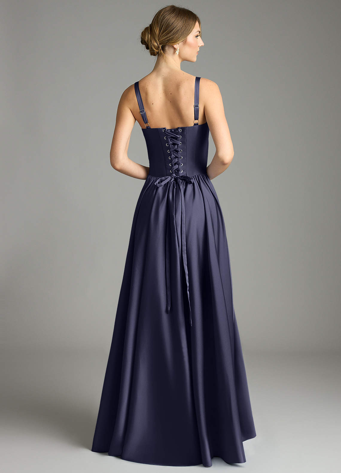 Evadina A-Line Sweetheart Stretch Satin Bridesmaid Dress in Stormy
