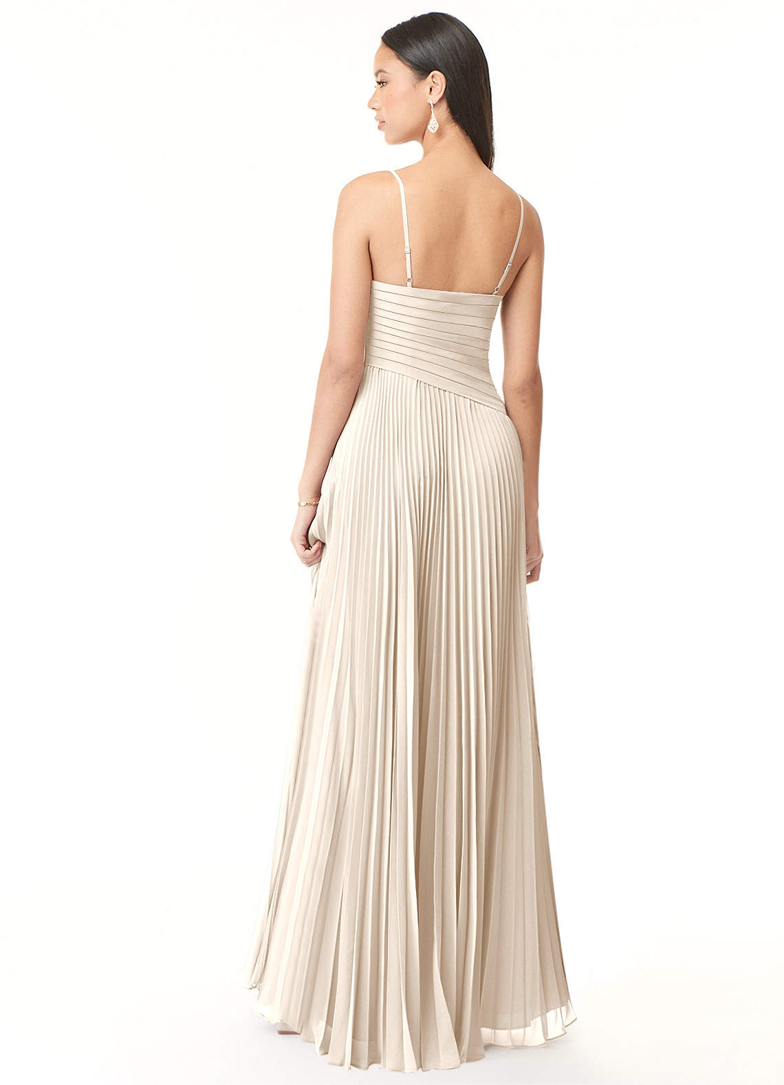 Vini A-Line V-Neck Chiffon Bridesmaid Dress in White Alabaster