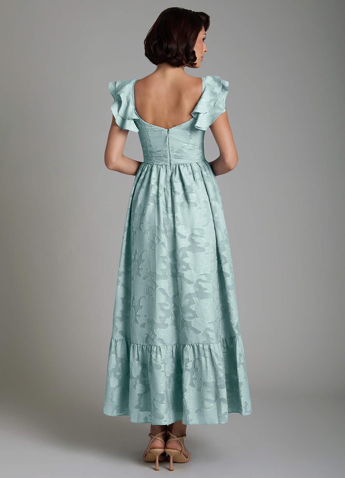 Anaya A-Line V-Neck Floral Burnout Bridesmaid Dress in Mist