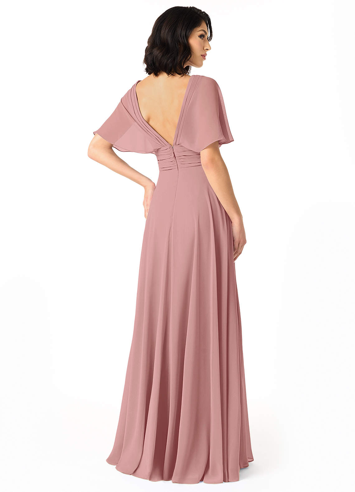 Pamela A-Line V-Neck Chiffon Bridesmaid Dress in dusty rose