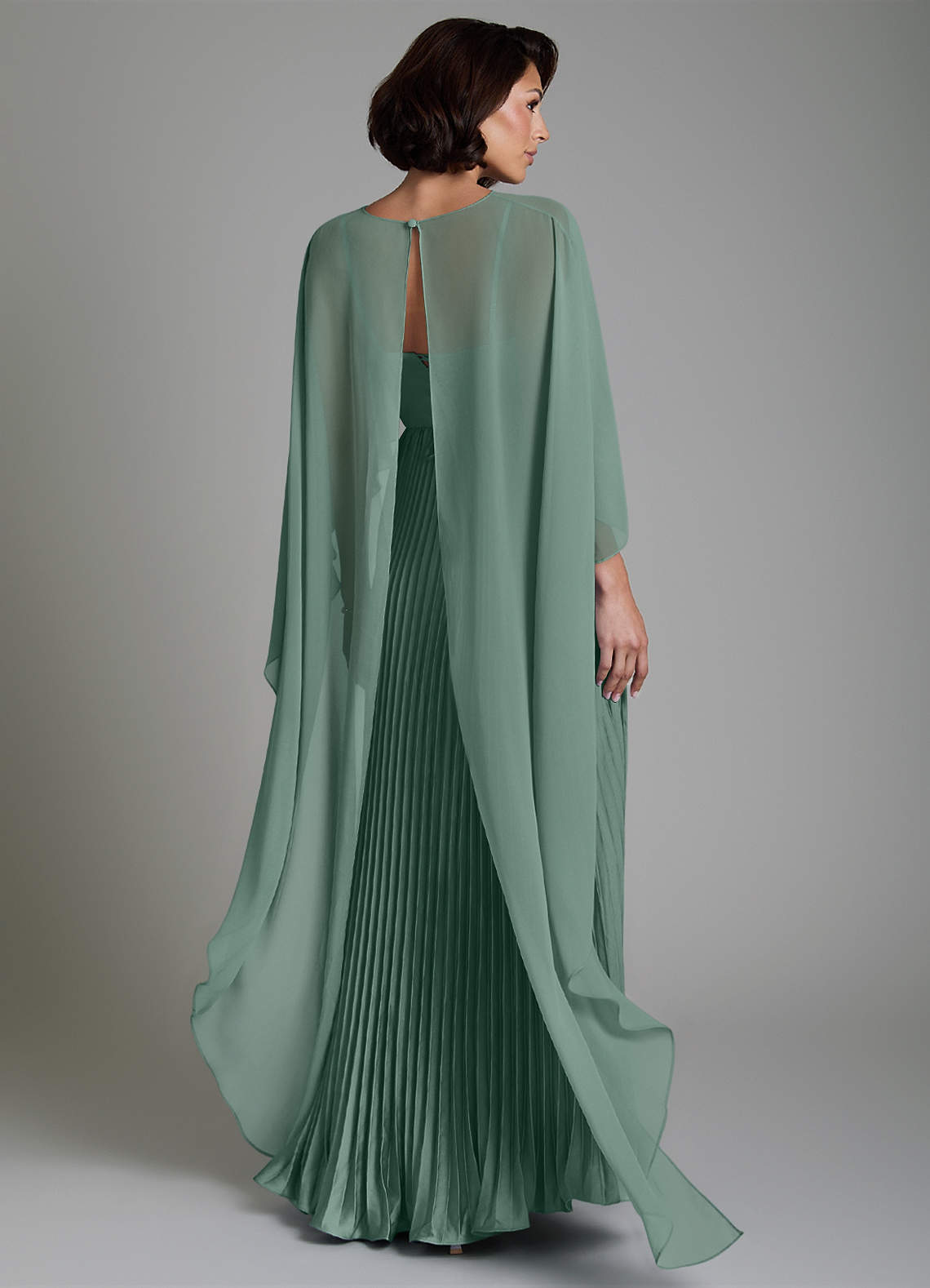 Micah A-Line Sweetheart Stretch Satin and Chiffon Bridesmaid Dress in Eucalyptus