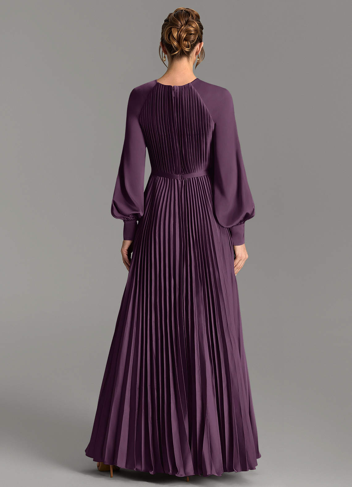 Grayson A-Line Scoop-Neck Stretch Satin Bridesmaid Dress in Plum