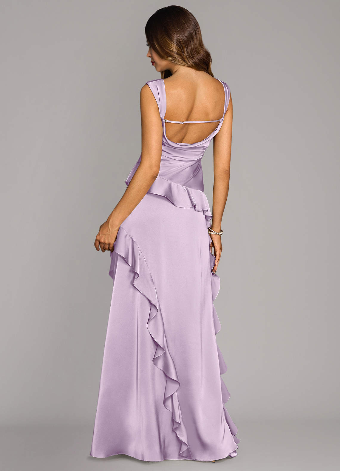 Sloane A-Line Sweetheart Stretch Satin Bridesmaid Dress in Frosted Lilac