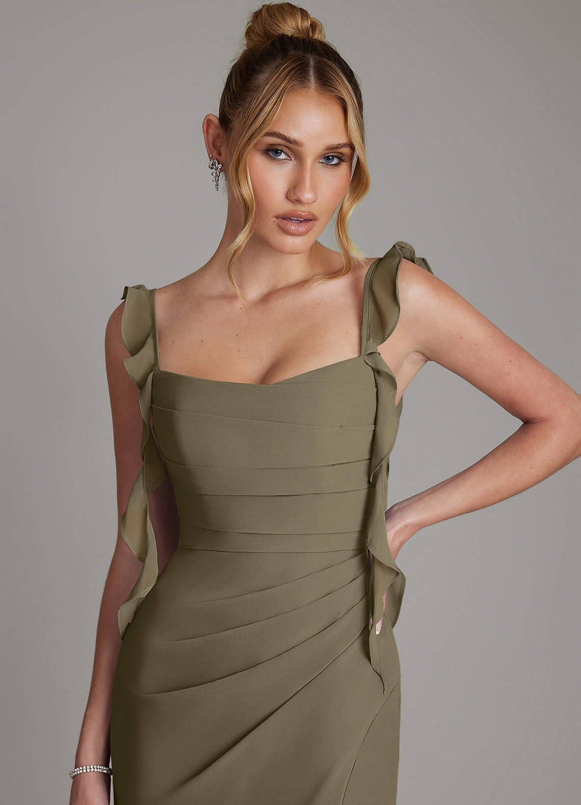 Jessamine Mermaid Sweetheart Chiffon Bridesmaid Dress in Willow Green