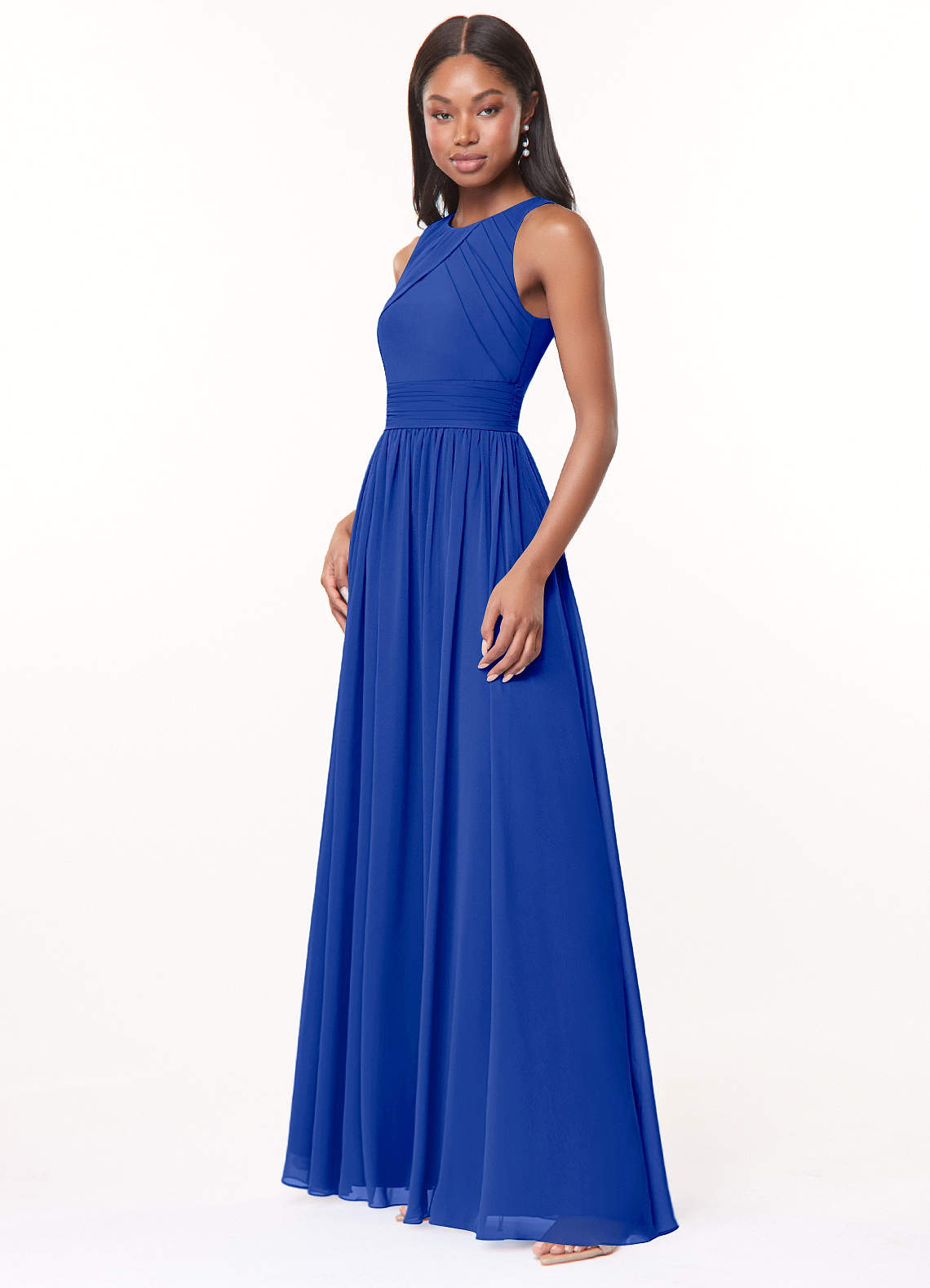 Harper A-Line Scoop-Neck Chiffon Bridesmaid Dress in Royal Blue