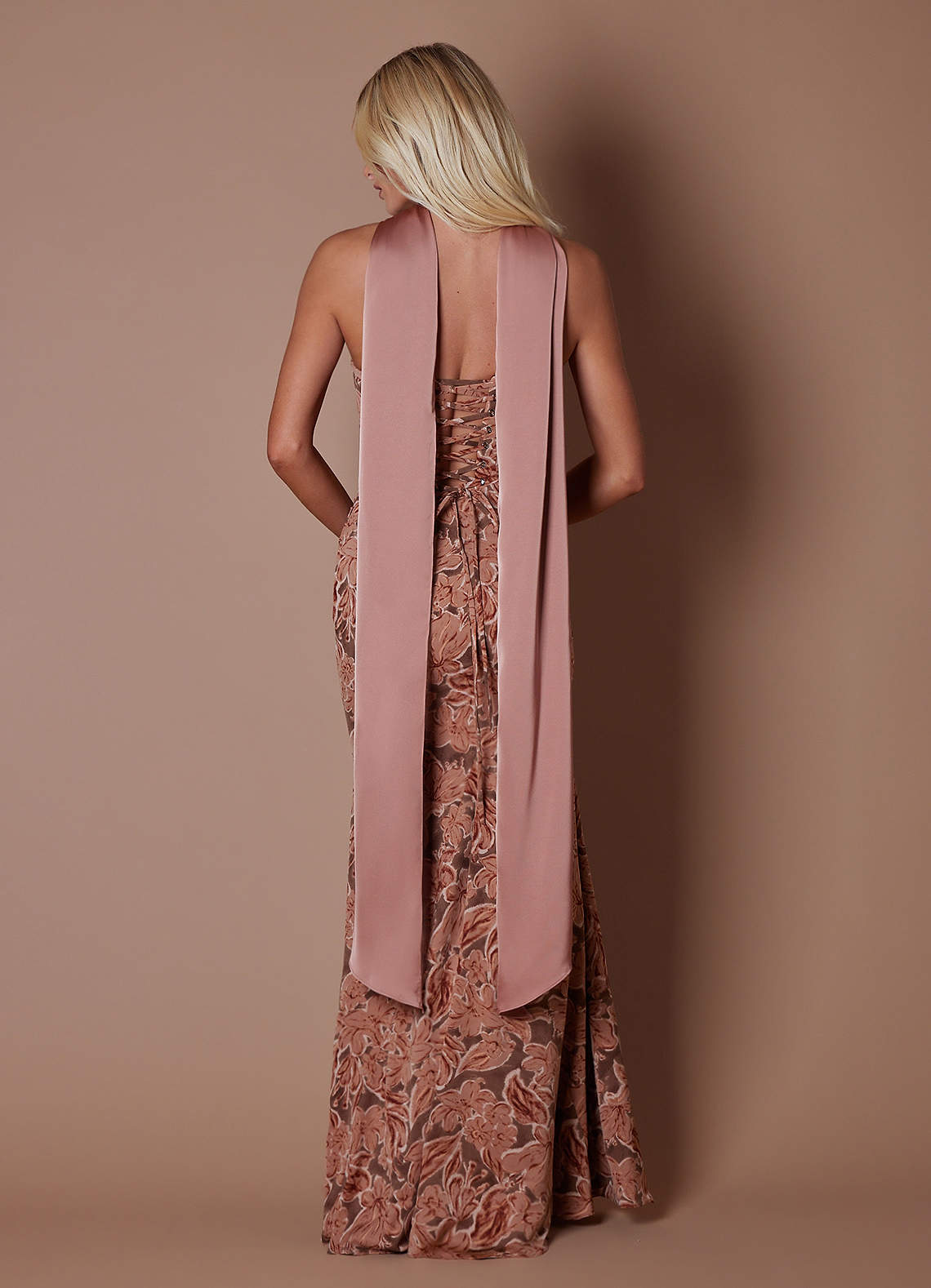 Carlie Sheath Strapless Georgette Wedding Guest Dress in Bronze Petal