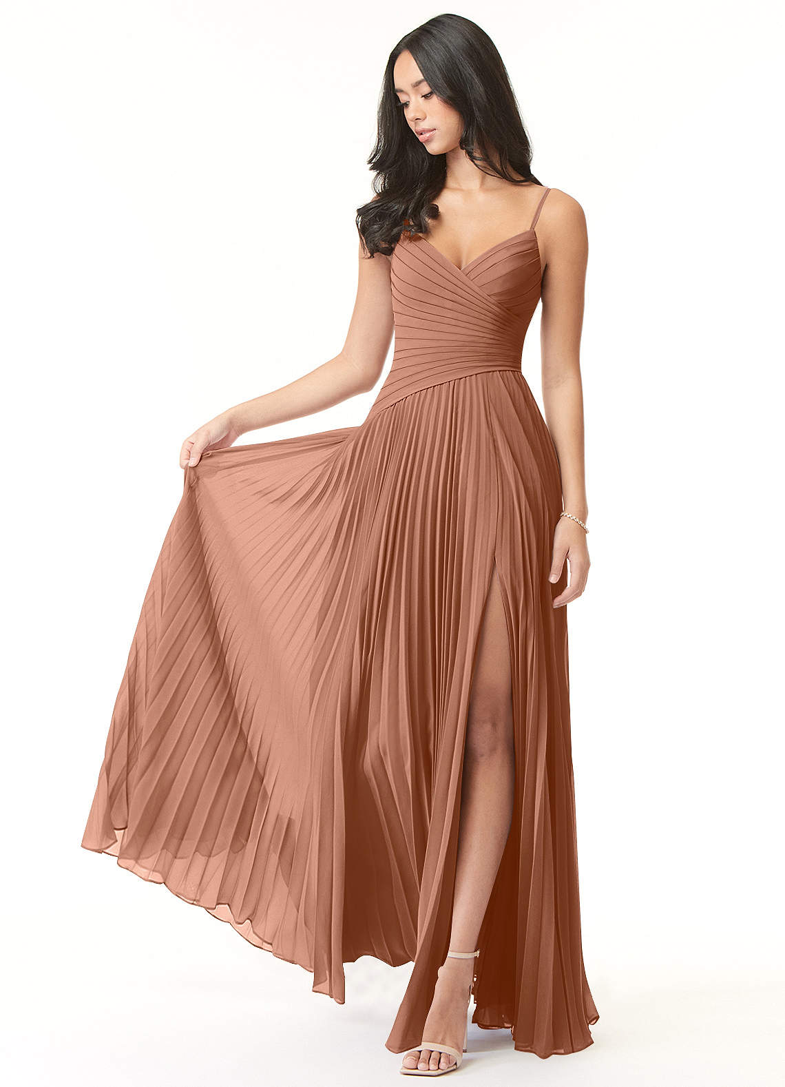 Vini A-Line V-Neck Chiffon Bridesmaid Dress in Bronzer
