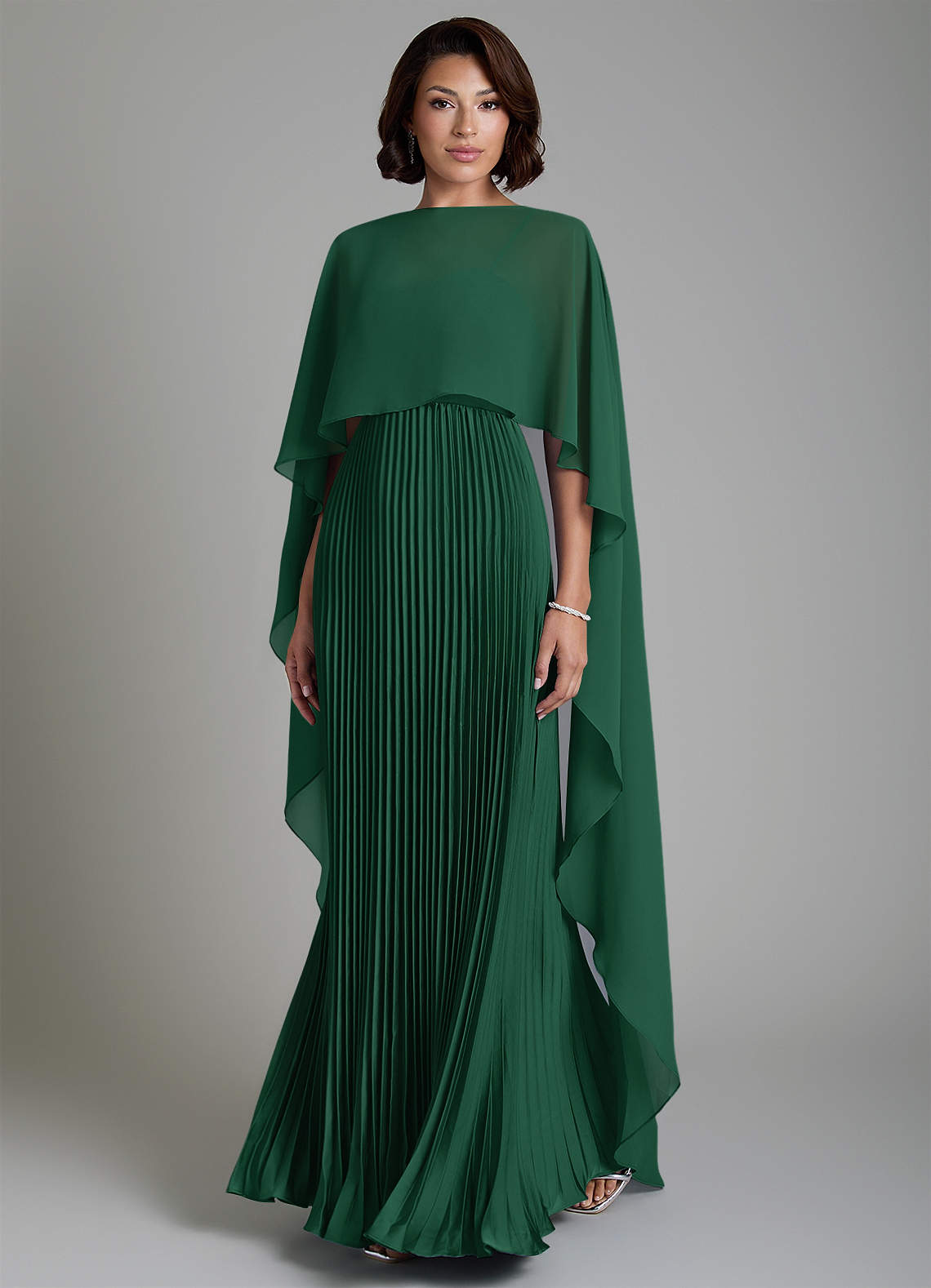 Micah A-Line Sweetheart Stretch Satin and Chiffon Bridesmaid Dress in Dark Green