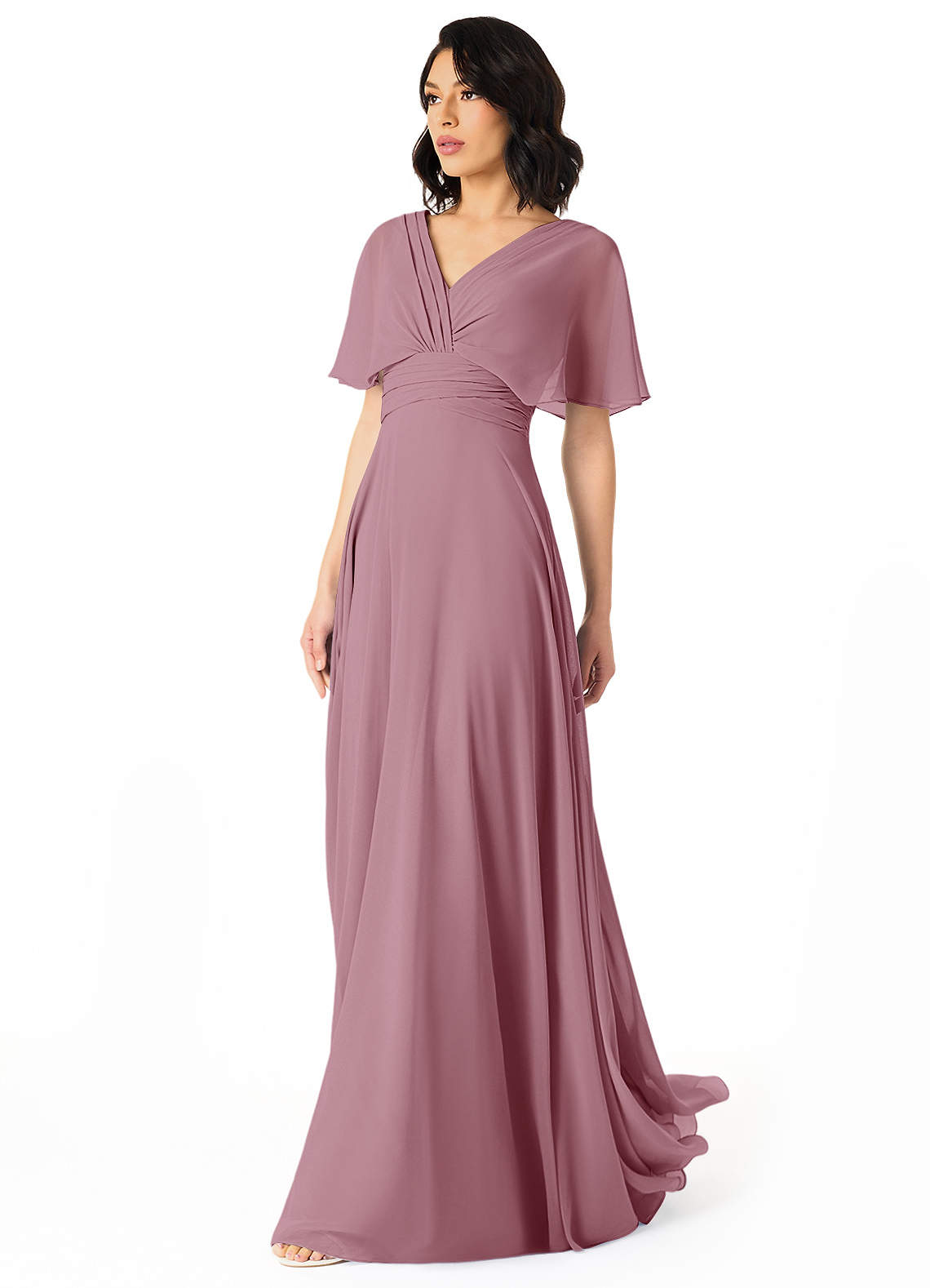 Pamela A-Line V-Neck Chiffon Bridesmaid Dress in Vintage Mauve