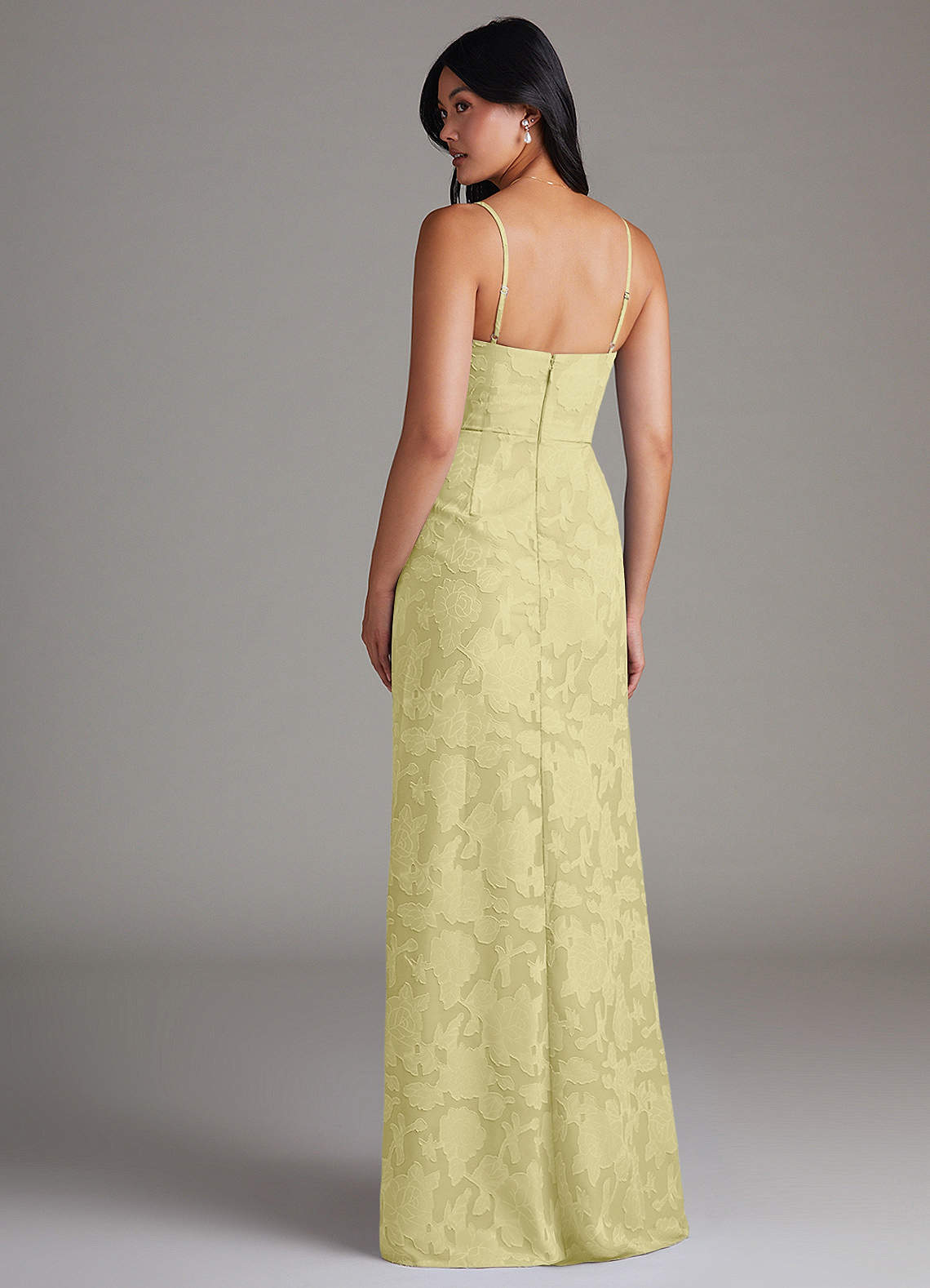 Maci Sheath V-Neck Floral Burnout Bridesmaid Dress in Lemon Sorbet