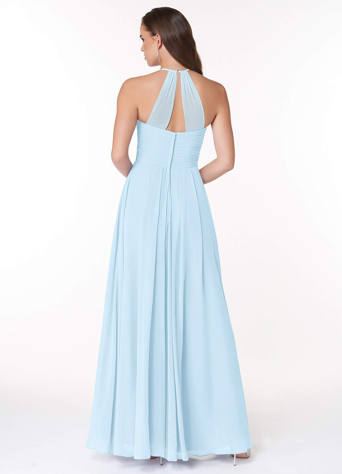 Ginger A-Line Halter Chiffon Bridesmaid Dress in Sky Blue