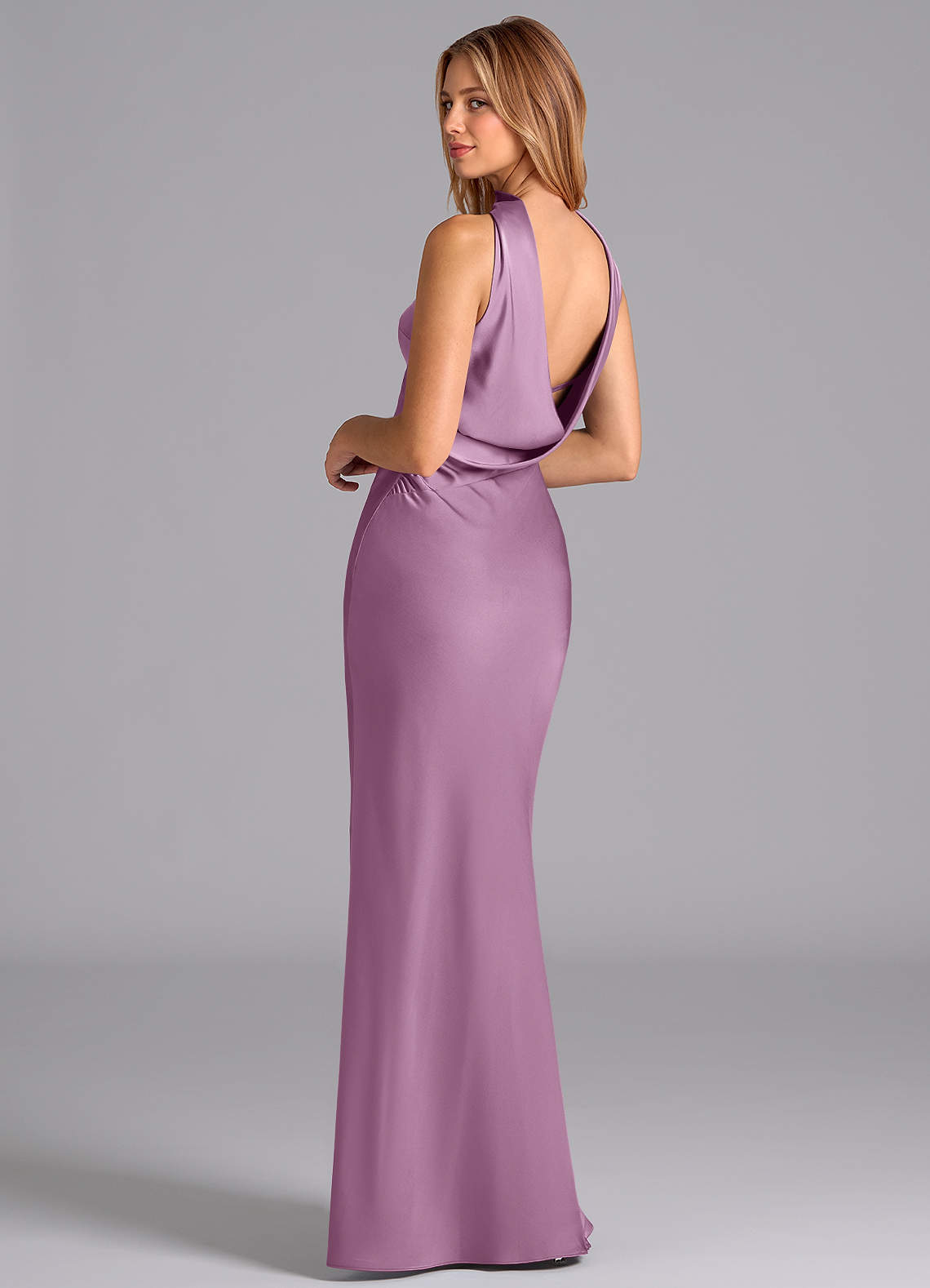 Lusinda Mermaid Strapless Stretch Satin Bridesmaid Dress in Wisteria