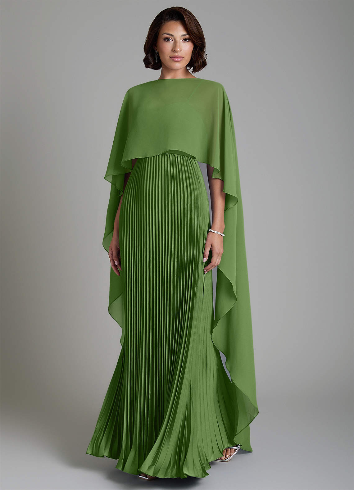 Micah A-Line Sweetheart Stretch Satin and Chiffon Bridesmaid Dress in Basil