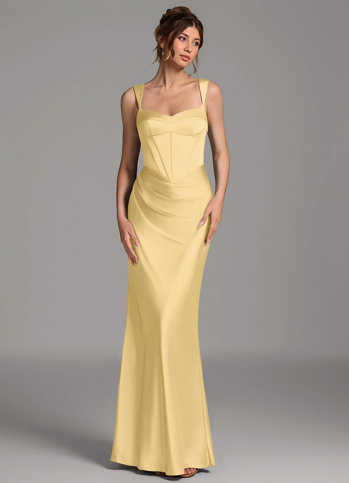 Mela Sheath Sweetheart Stretch Satin Bridesmaid Dress in Butter
