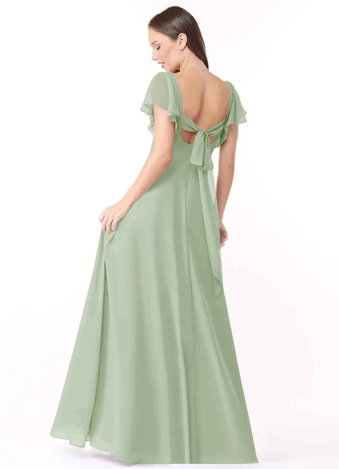 Syenna A-Line V-Neck Chiffon Bridesmaid Dress in Dusty Sage
