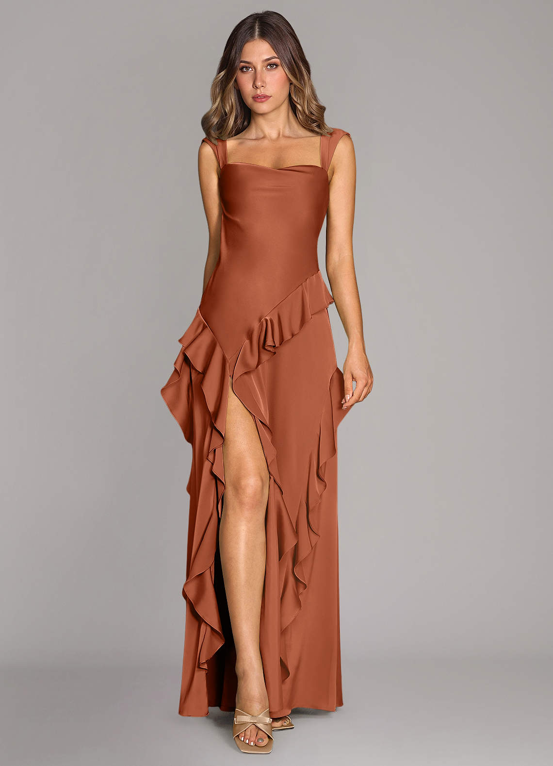 Sloane A-Line Sweetheart Stretch Satin Bridesmaid Dress in Cedar Rose