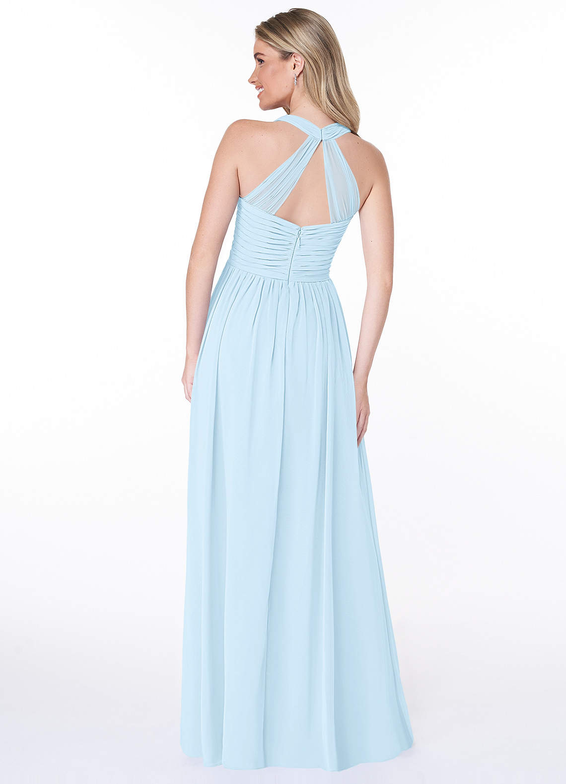 Jaclyn A-Line Halter Chiffon Bridesmaid Dress in Sky Blue