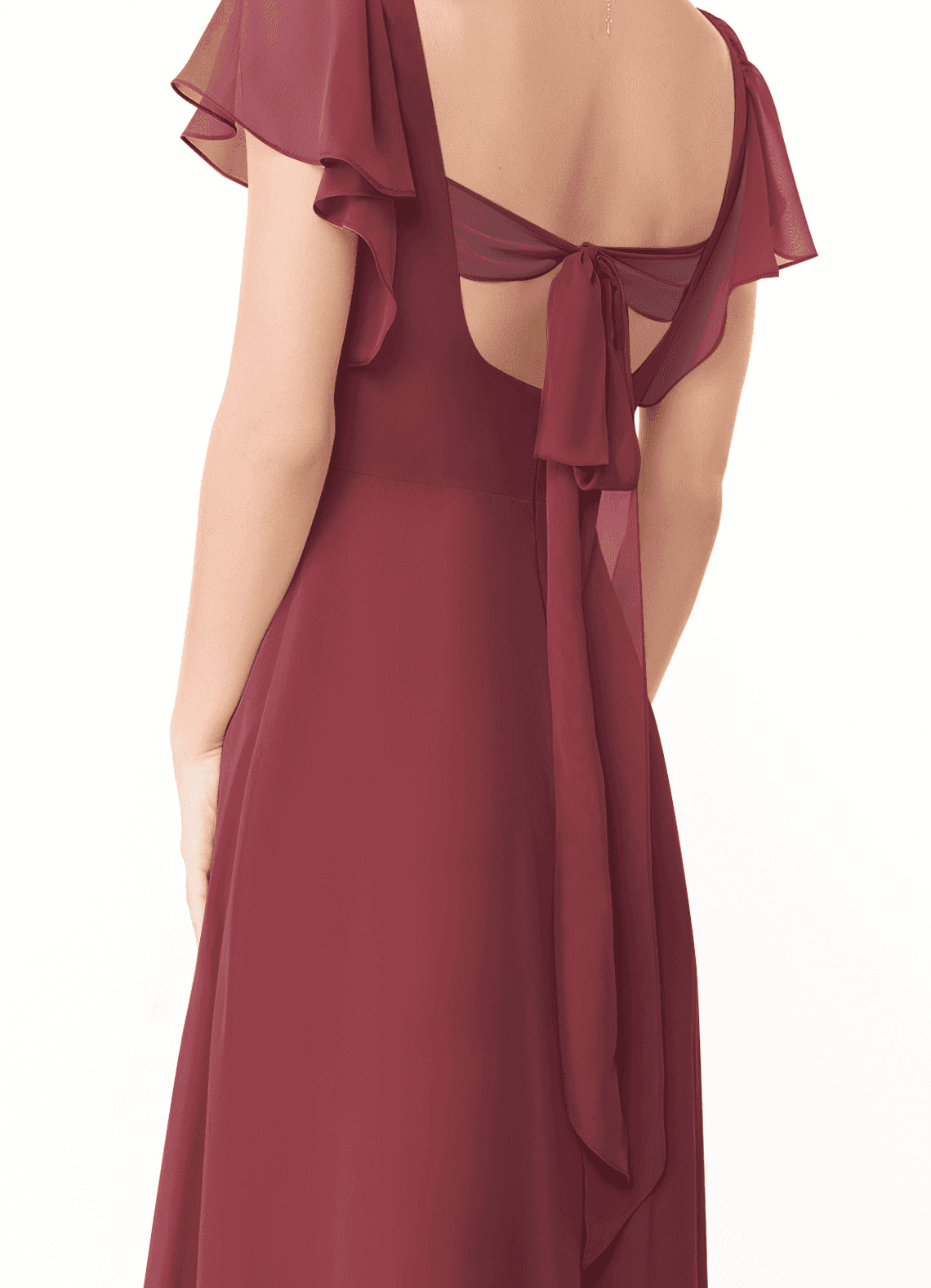 Syenna A-Line V-Neck Chiffon Bridesmaid Dress in Merlot