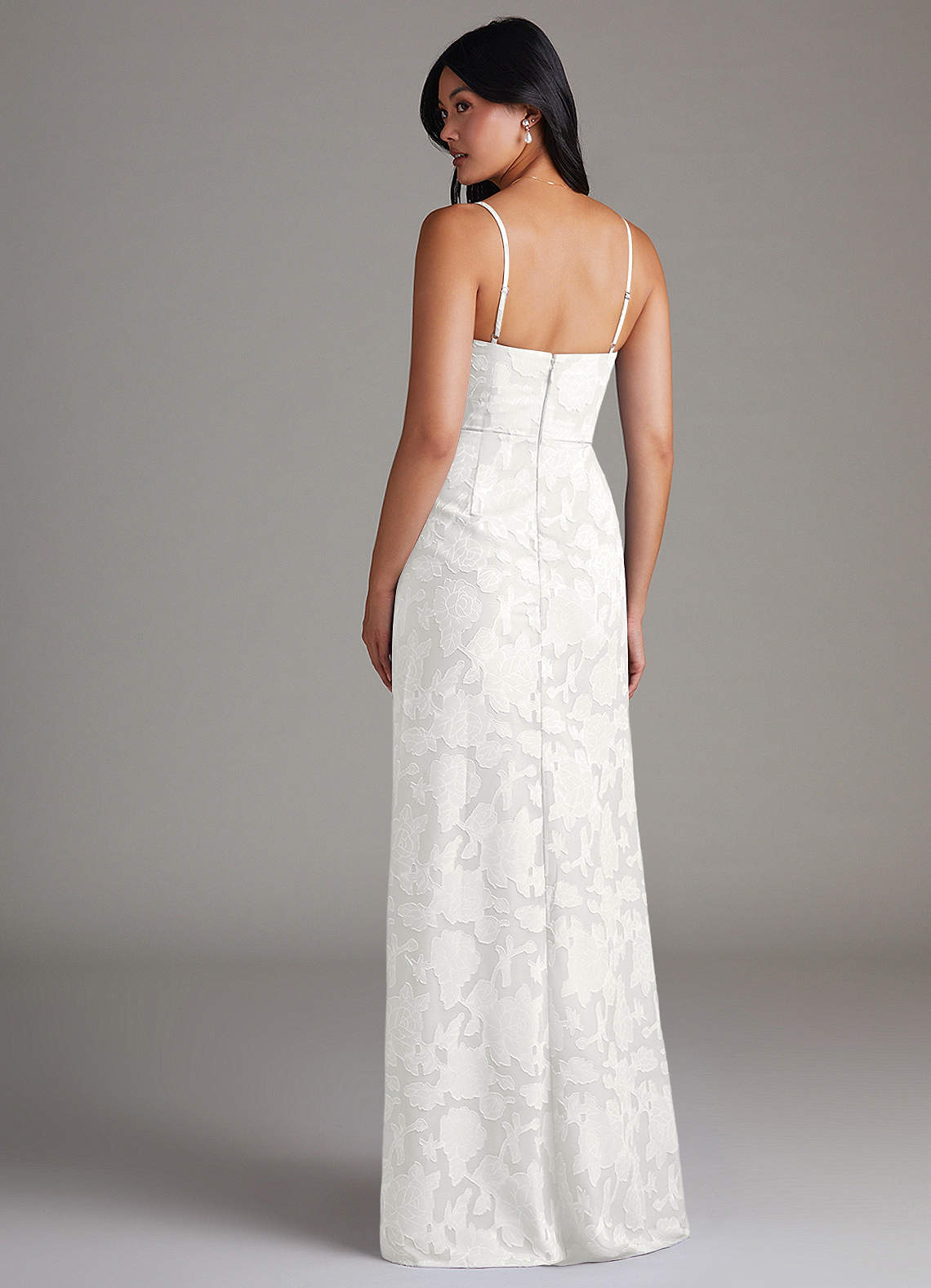 Maci Sheath V-Neck Floral Burnout Bridesmaid Dress in white