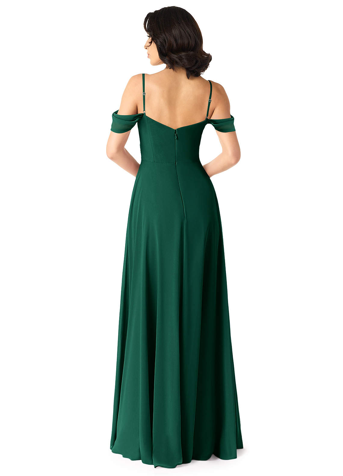 Tancie A-Line Off-the-Shoulder Chiffon Bridesmaid Dress in Emerald