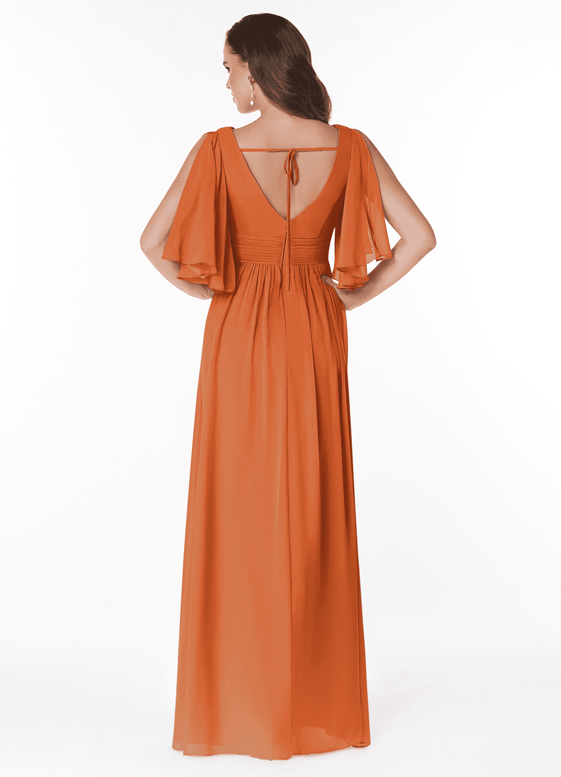 Temeka A-Line V-Neck Chiffon Bridesmaid Dress in Cinnamon