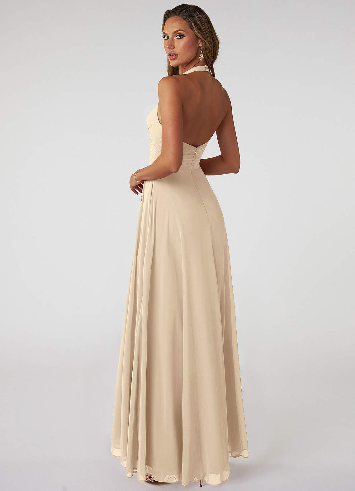 Tessie A-Line V-Neck Chiffon Bridesmaid Dress in Champagne