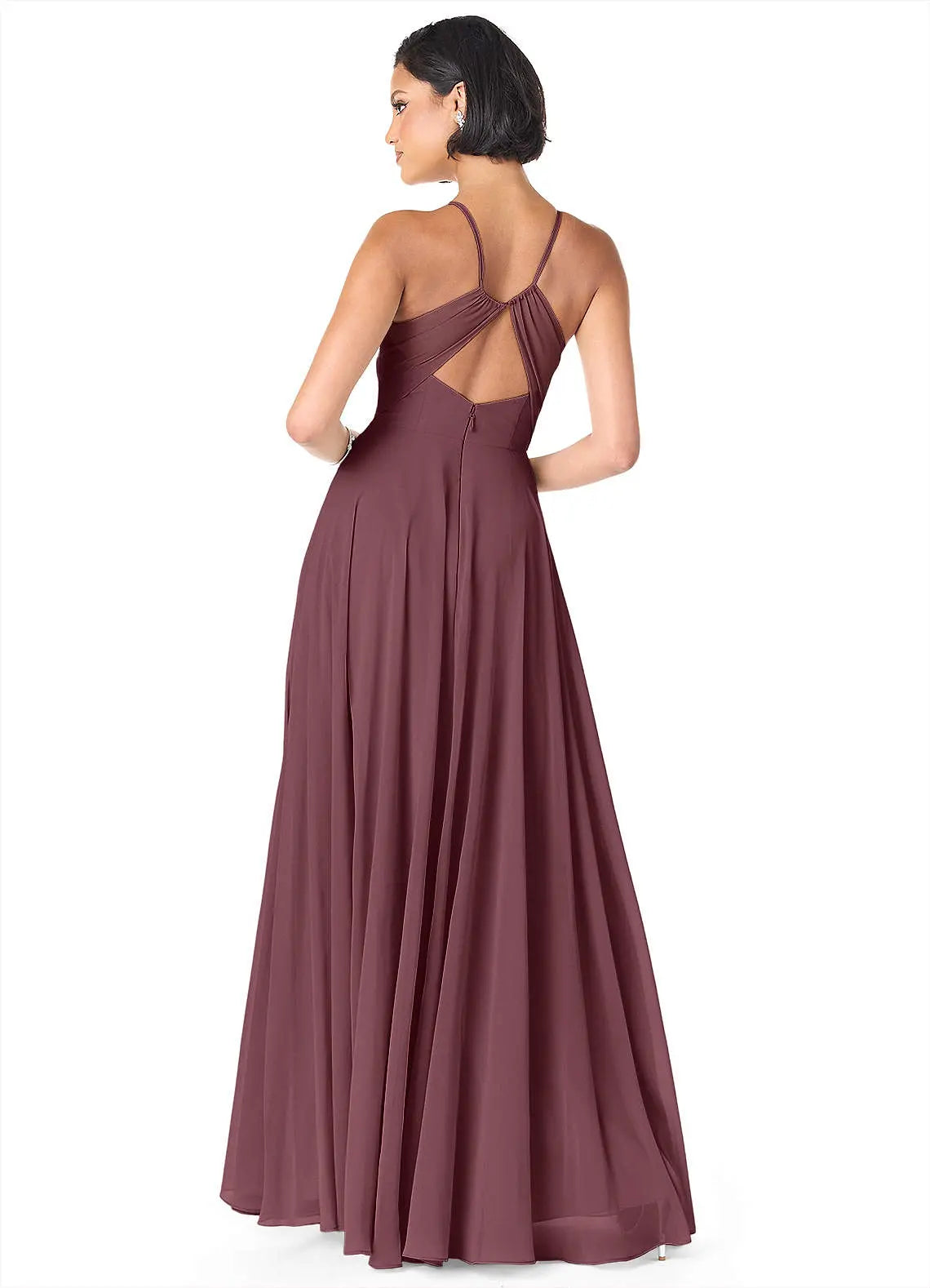 Avelina A-Line V-Neck Chiffon Bridesmaid Dress in Sangria