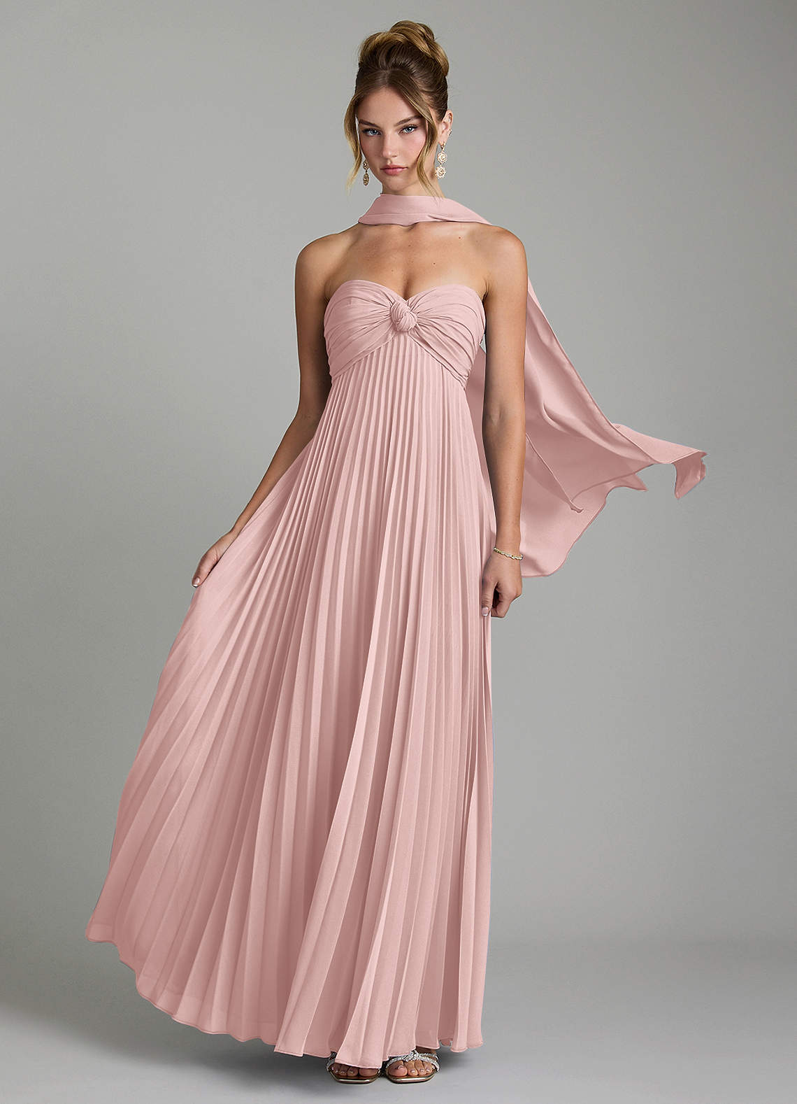 Tempest A-Line Sweetheart Chiffon Bridesmaid Dress in Powder Pink