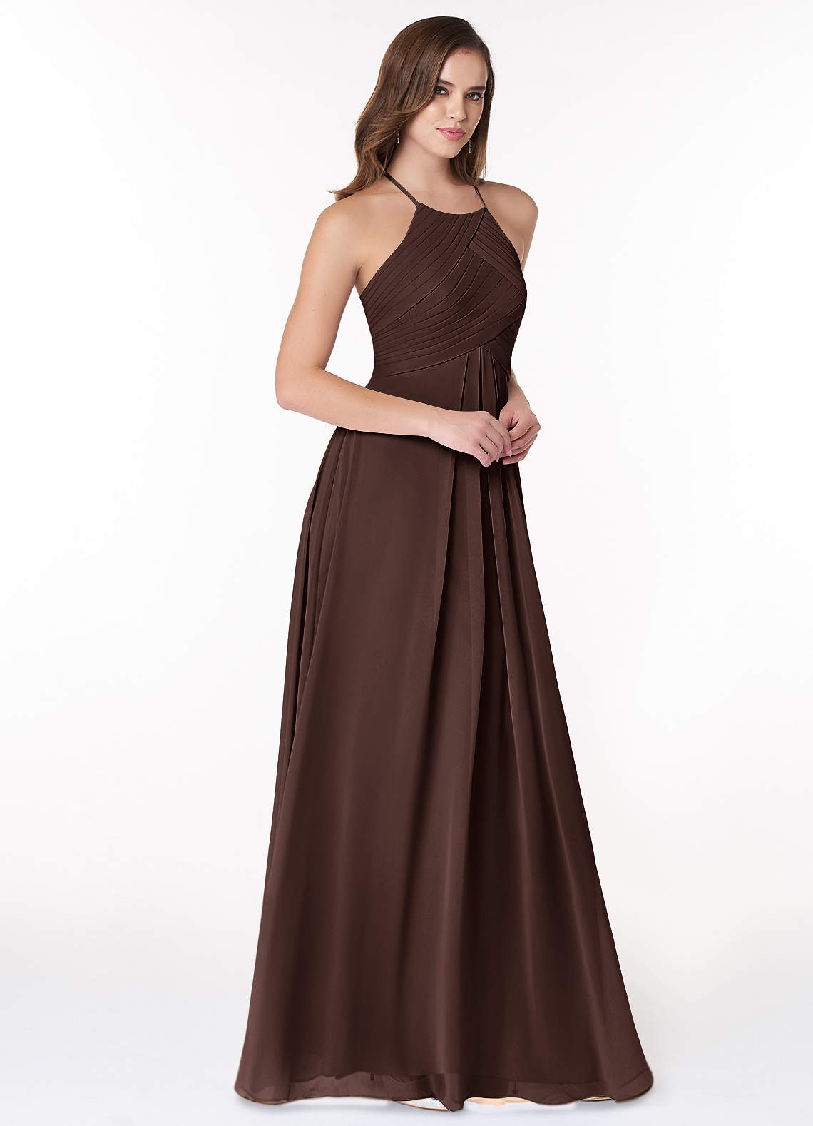 Ginger A-Line Halter Chiffon Bridesmaid Dress in Ganache