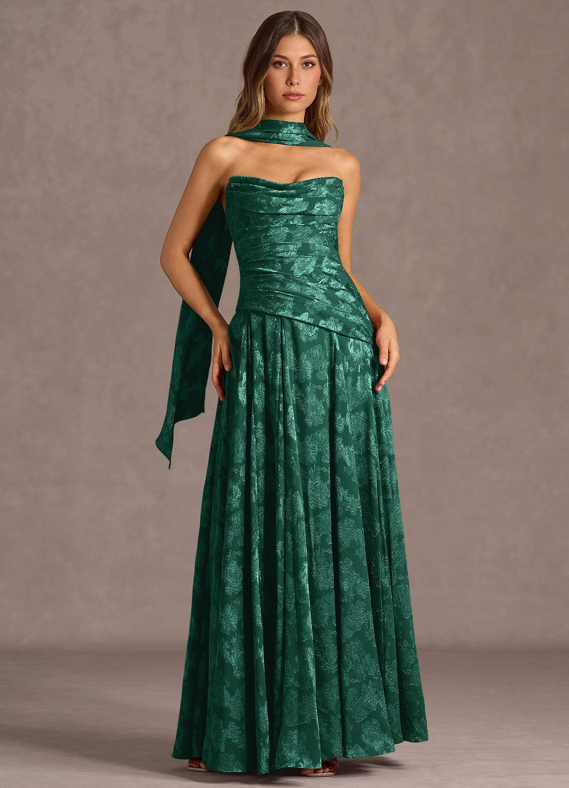 Gabriela A-Line Corset Fil Coupé Wedding Guest Dress in Hunter Green