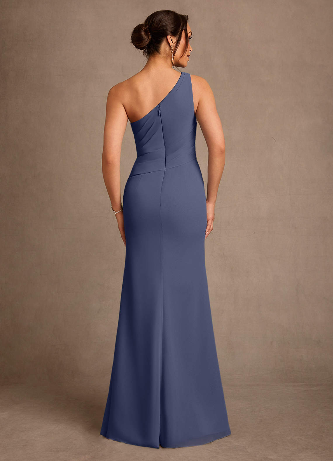 Floy Sheath One-Shoulder Chiffon Mother of the Bride Dress in Stormy