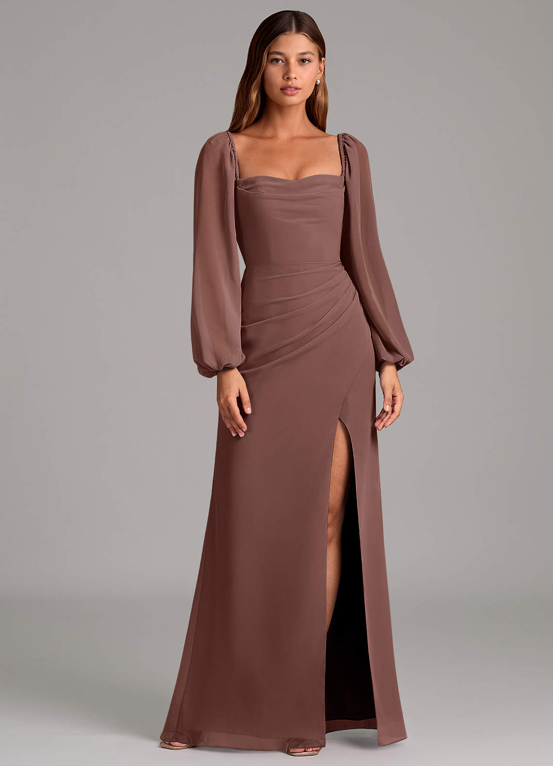 Brixley Mermaid Sweetheart Chiffon Bridesmaid Dress in Espresso