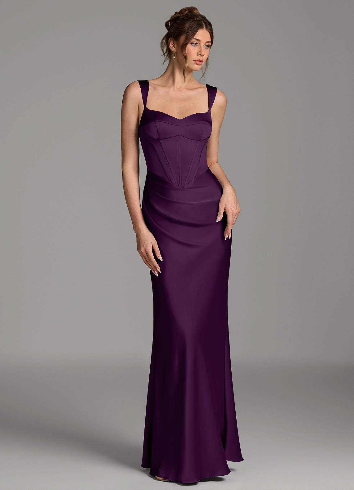 Mela Sheath Sweetheart Stretch Satin Bridesmaid Dress in Grape
