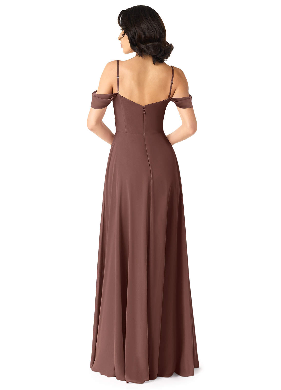 Tancie A-Line Off-the-Shoulder Chiffon Bridesmaid Dress in Espresso